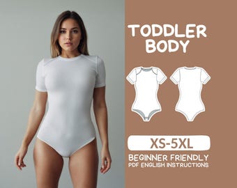 O Neck Bodysuit Pattern, Women Bodysuit Sewing Pattern, Ballerina Crop Top Body Pattern, Easy Short Sleeve Bodysuit Pattern, Button Bodysuit