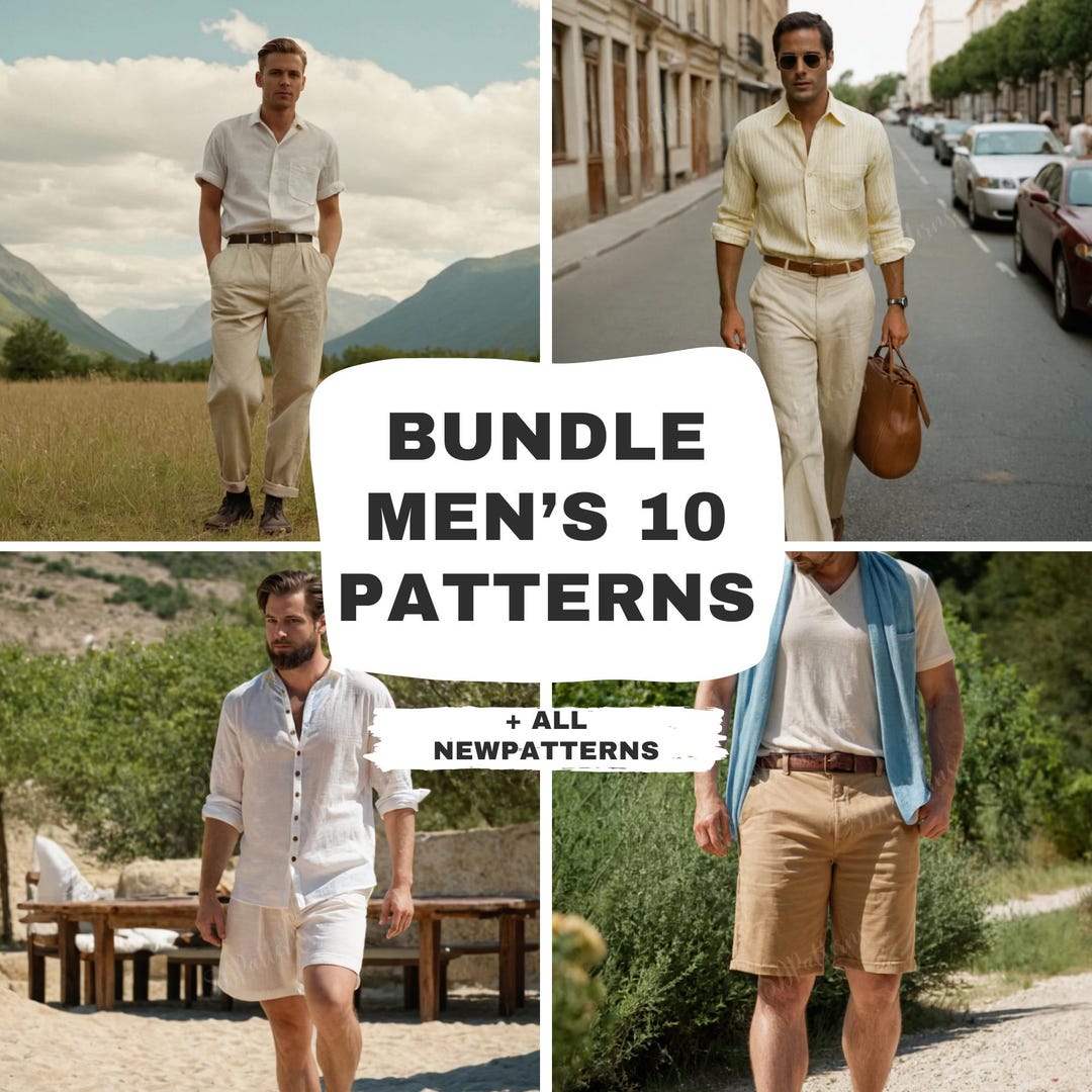 Bundle PDF Sewing Men Patterns, Man Trousers Sewing Pattern, Man Shorts ...