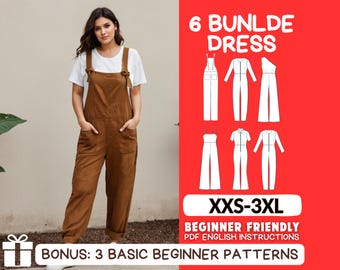 Bundle of Jumpsuits Patterns, Set Overalls Sewing Pattern, Women's Rompers, Instant Download PDF, Jumpsuit Sewing Pattern - Gift Included