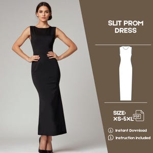 Maxi Dress Sewing Pattern PDF Digital Pencil Long Dress Sleeveless Dress O Neck XS-5Xl US Size