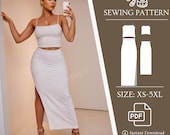 Crop Top and Skirt Sewing Pattern Straps Top Split Skirt Pattern, Fairy Maxi Skirt Pattern, Teen Tank Top Pattern, XS-5XL Easy Pattern Set