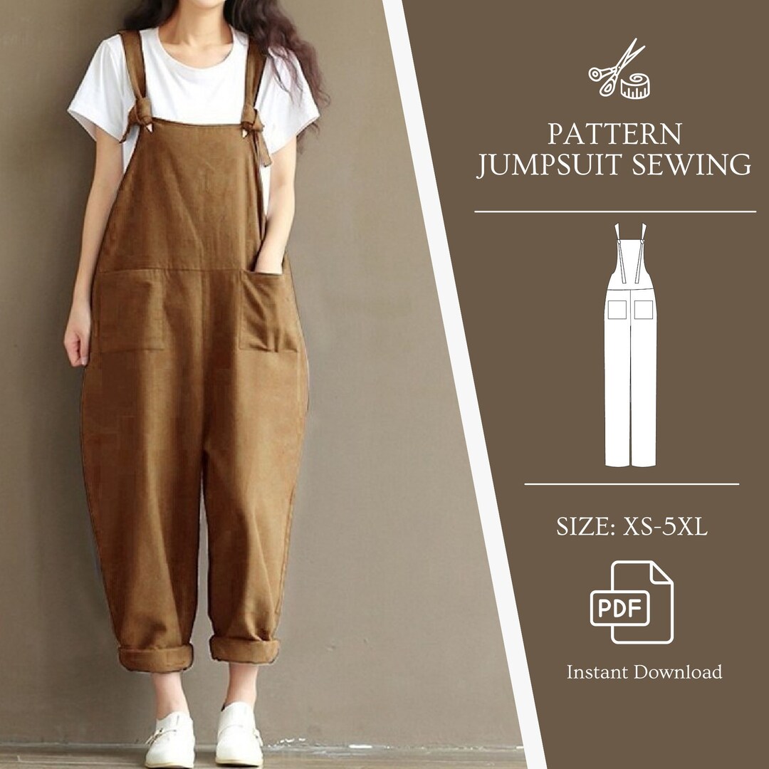 Jumpsuit Pdf Pattern, Loose Pants Pattern, Sew Your Own, Linen Jumpsuit ...