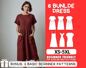 Women's Linen Dress Sewing Pattern Bundle, Cottagecore, Pinafore, Apron  Outfits PDF Pattern - Etsy