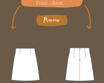 Women Linen High Waist Sewing Skirt Back Zipper PDF Pattern Easy Beginner Patterns