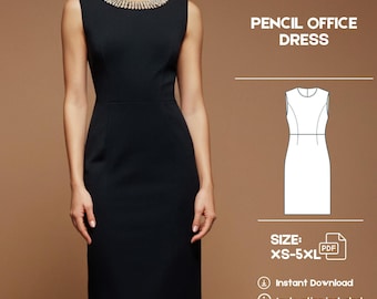 Patrón de costura para vestido tubo sin mangas: ropa elegante para la oficina (patrón PDF)