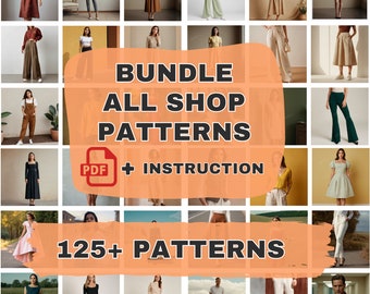 Whole Shop Bundle PDF Sewing Patterns, jumpsuit sewing pattern, wrap dress pattern, Beginner sewing patterns PDF, XS-5XL, Bundle Set