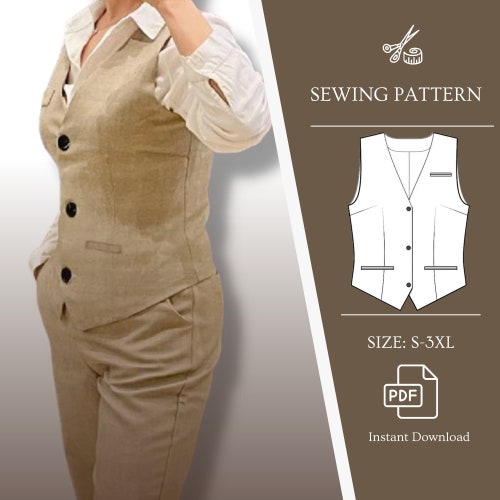 Vest PDF Sewing Pattern Women's Vest Top Pattern Wrap Top Etsy