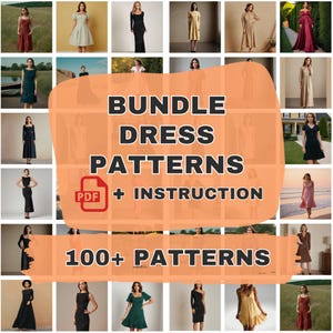Mega Bundle Dress Patterns, Linen Dress, A-Line Dress, Cottagecore dress, Renaissance dress, Edwardian dress, Puff Sleeve, Lantern Sleeve