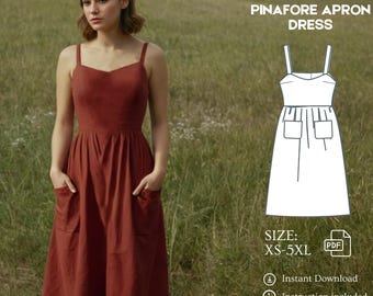 Assembly Line / Printed Sewing Pattern / Apron Dress - Etsy Assembly Line / Printed Sewing Pattern / Apron Dress - Etsy