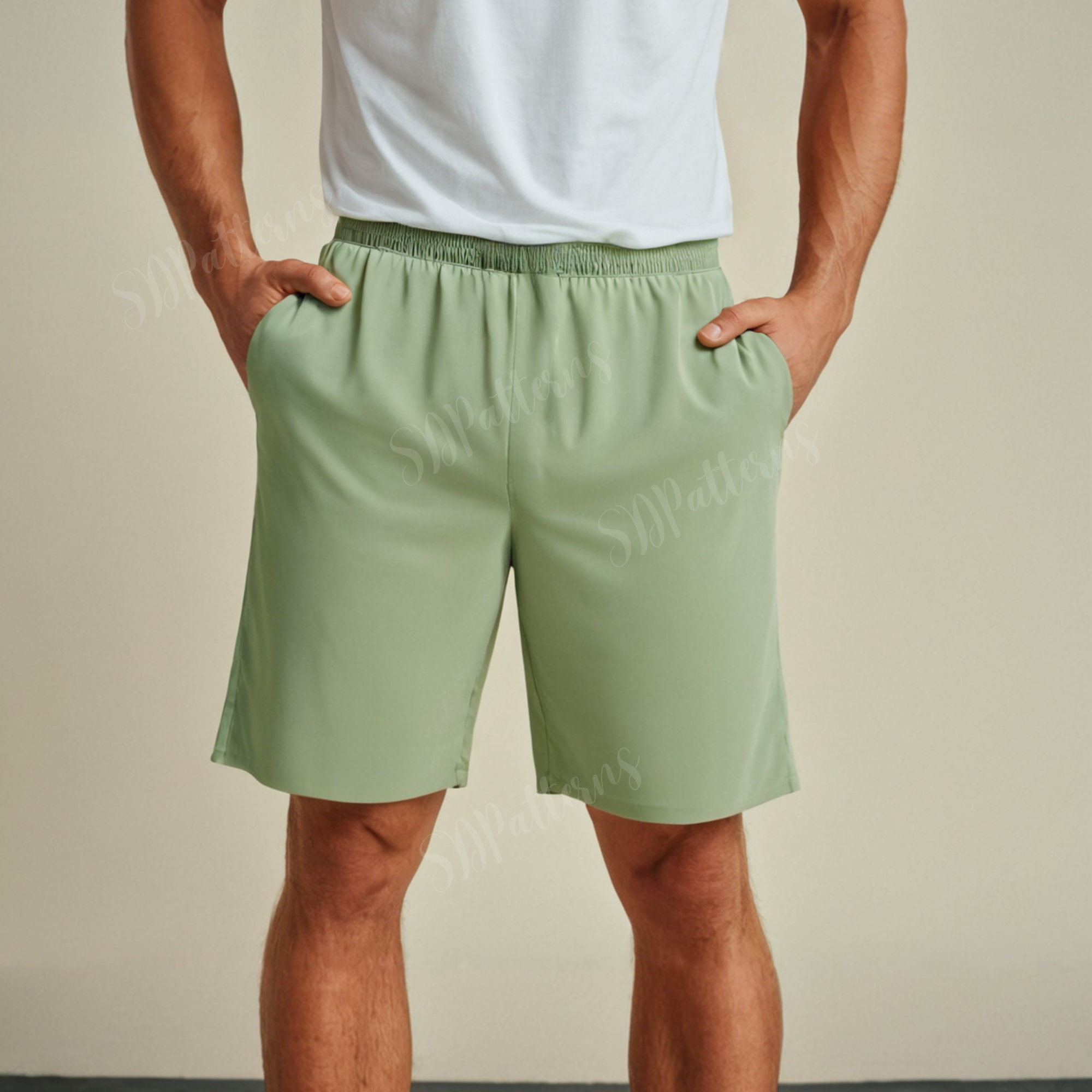 Men's Shorts Pattern, Easy Beginner Digital Pattern, Linen