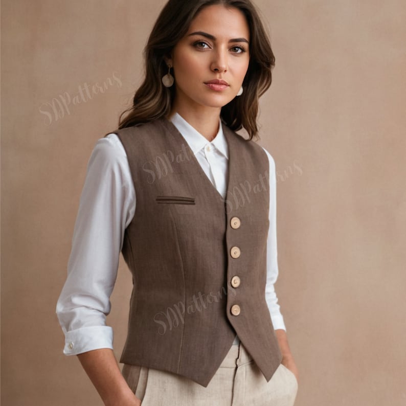 4 Bundle sewing pdf pattern, blouse pattern, vest sewing pattern, jacket pattern, pants pdf pattern for women image 6