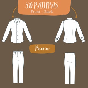 4 Bundle sewing pdf pattern, blouse pattern, vest sewing pattern, jacket pattern, pants pdf pattern for women image 4