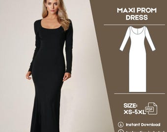 Bodycon Abendkleid Schnittmuster: XS-5XL (PDF-Muster)