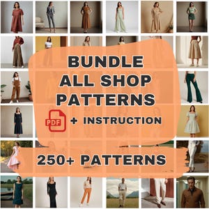 Whole Shop Bundle PDF Sewing Patterns, jumpsuit sewing pattern, wrap dress pattern, Beginner sewing patterns PDF, XS-5XL, Bundle Set