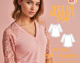 Women's V-Neck Oversized T-Shirt Sewing Pattern: Long Sleeve Blouse (PDF Pattern)