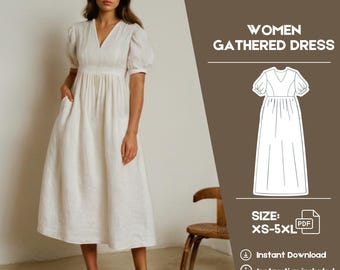 Set 2 Linen Dress Sewing Pattern, A-line Loose Dress, Hight Waist Linen  Dress, Do It Yourself, PDF Beginner Sewing Pattern, Pockets Dresses - Etsy
