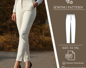 Women Sewing Pattern, Women Sewing Pattern, Wool Pants, PDF Pattern, XS - 5XL US Size, Packets Pants