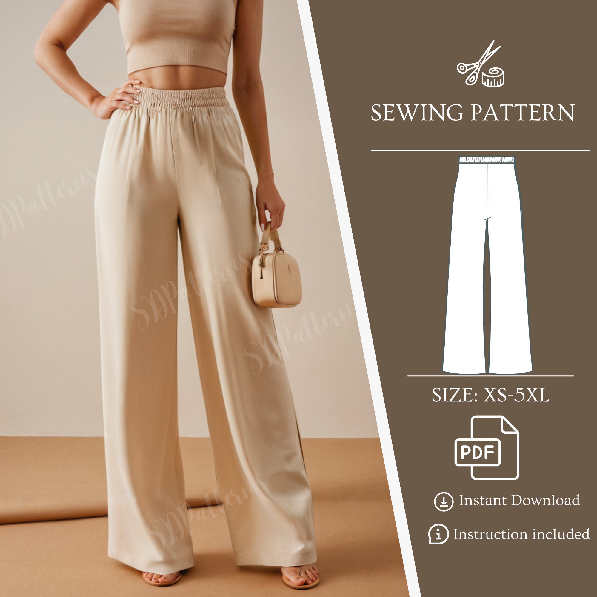 Women's Green High-Waisted Linen Wide-Leg Palazzo Pants with Belt for  Summer Elegance - ALLSEAMS