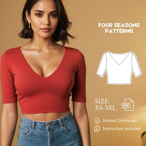 Summer Tank Top Sewing Pattern Linen V Neck Crop Top Pattern | Beginner Sewing Pattern Top | Instant Download Pattern