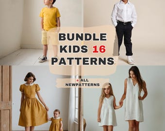 Kids Clothing Sewing Patterns Bundle - 16 PDF Patterns - Instant Download - New Patterns Included