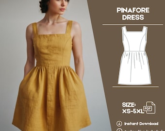 Linen Dress Sewing Pattern , Square Dress Pattern , Summer Dress PDF Patter , A0 Sewing Pattern , Beginner Sewing Pattern