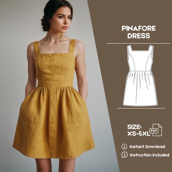 Linen Dress Sewing Pattern , Square Dress Pattern , Summer Dress PDF Patter , A0 Sewing Pattern , Beginner Sewing Pattern