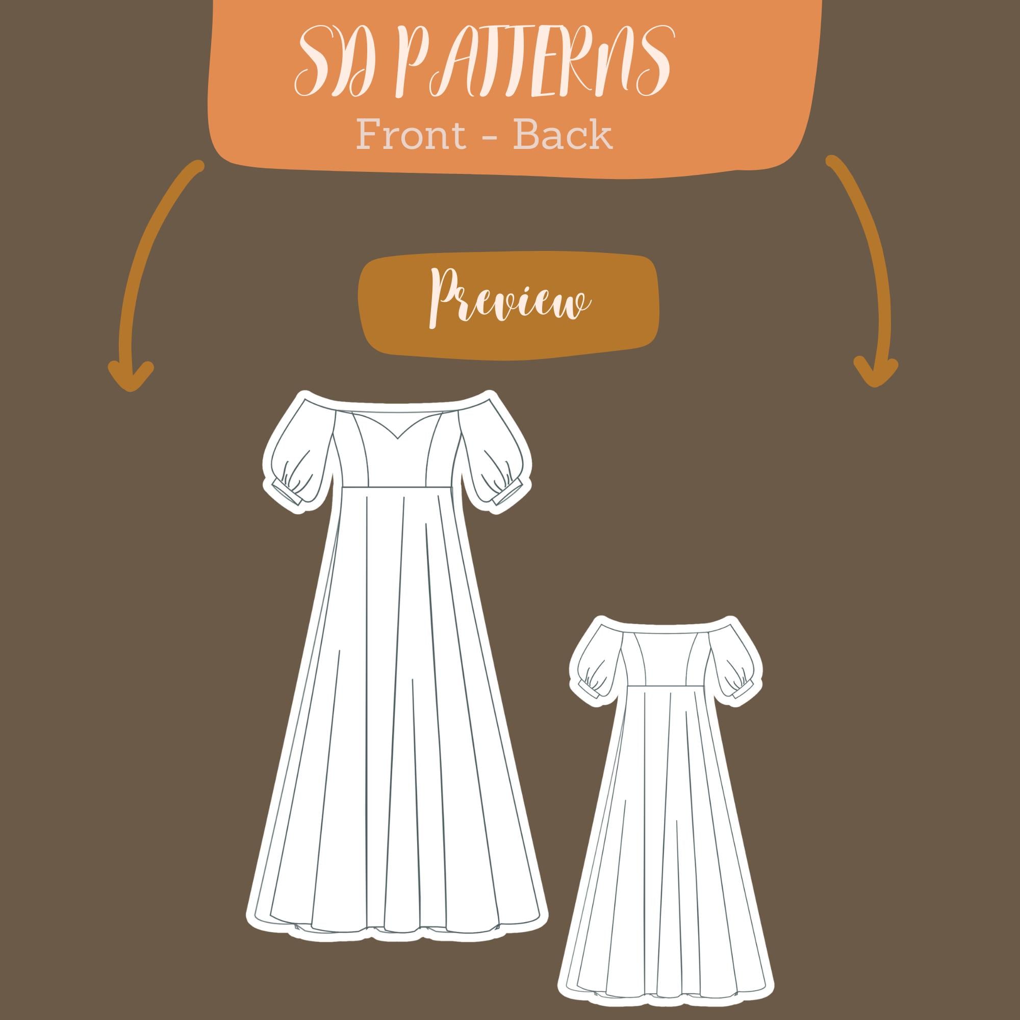 Cottagecore Dress Pattern, Fairy Dress Pattern, Maxi Puff Sleeve Dress Pattern, Prom Dress Pattern, Renaissance Dress Pattern