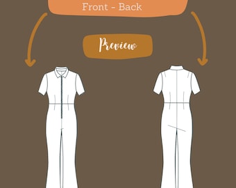 70s Style Jumpsuit Schnittmuster: Schlaghose Strampler (PDF)