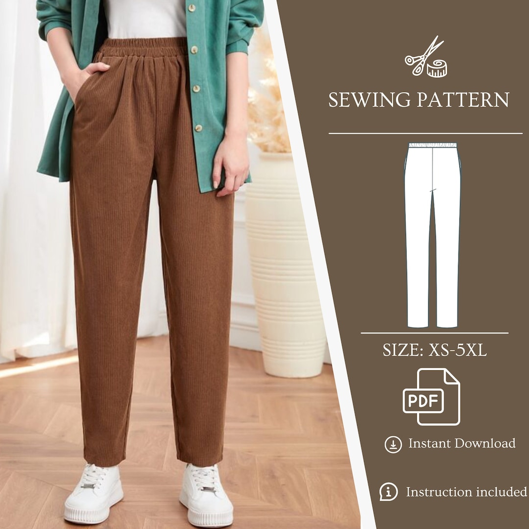 Women Pants Sewing Pattern Trousers Easy Sewing Pattern PDF Pants