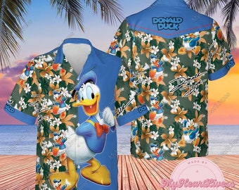 Chemise Donald Duck, Chemise hawaïenne Donald Duck, Chemise Disney Duck, Chemise Disney Donald, Chemise Disney Trip, Chemise hawaïenne à manches courtes