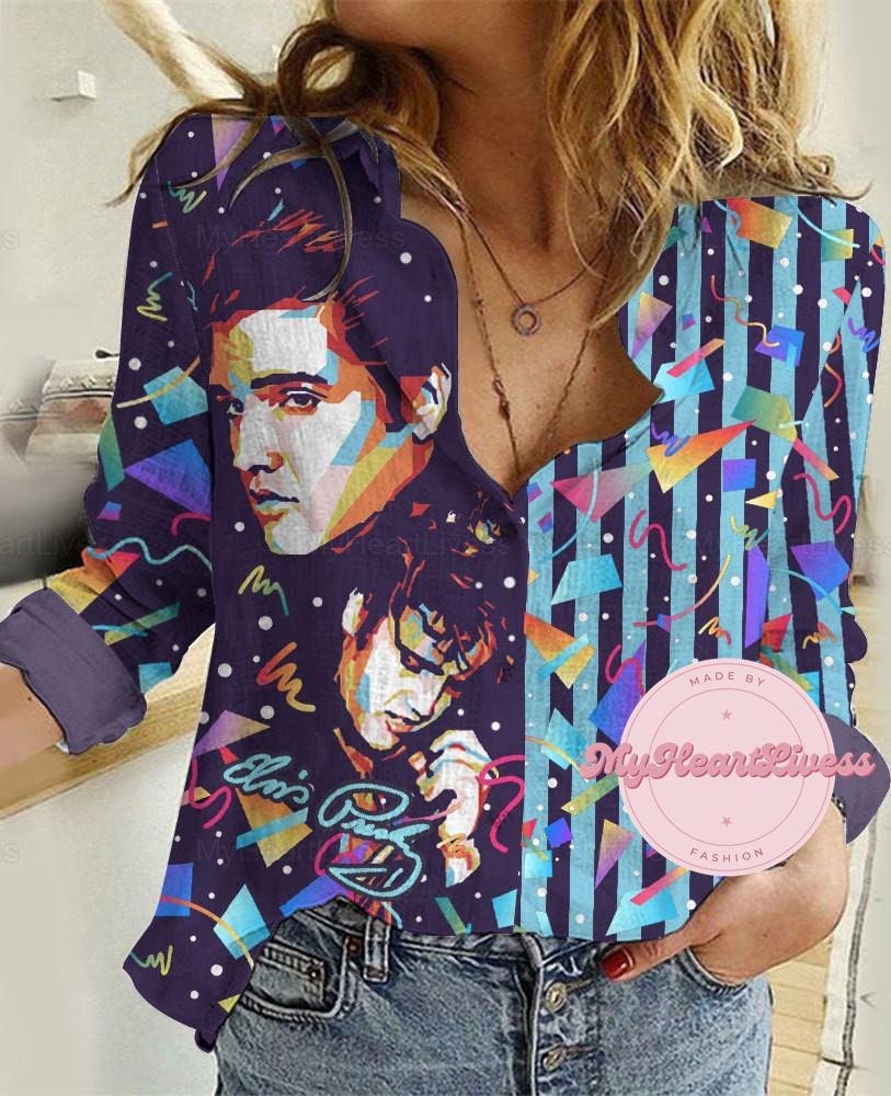 Discover Elvis Presley Linen Shirt, Elvis Presley Shirt, Elvis Women Blouses