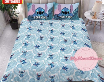 Stitch Hawaii Bedding Set, Stitch Home Decor, Cute Stitch Duvet Cover, Bedding With Pillowcase, Disney Bedding Set, Stitch Home Decor
