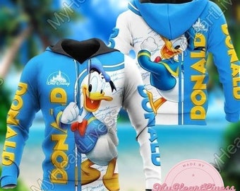 Sweat à capuche Donald Duck, Sweat-shirt Donald Duck, T-shirt unisexe Disney Donald Duck, Sweat à capuche pour femmes, Chemise Disney World