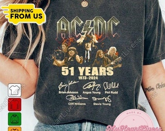 Power Up Tour ACDC 51st Anniversary 1973-2024 Thank You For The Memories Shirt, Acdc Rock Band Sweatshirt, Ac dc Hoodie Fan Gifts