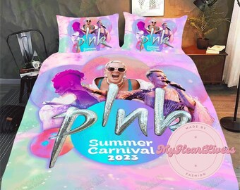 Pink Singer Bedding, Music Tour 2023, Concert 2023 P!Nk Duvet Cover, Summer Carnival 2023 Bedding, P!Nk Summer Carnival 2023