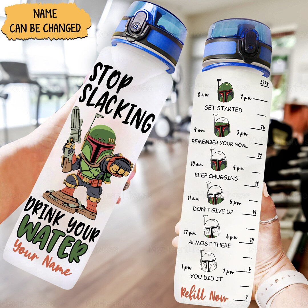 Boba Fett Water Tracker Bottle Boba Fett 32oz Water Bottle Etsy