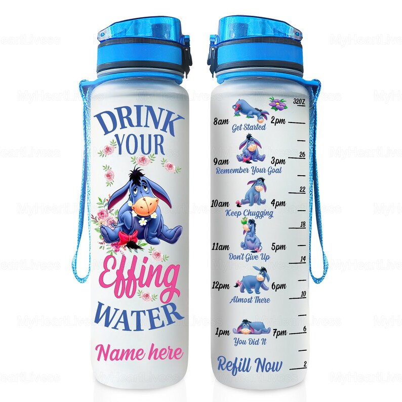 Eeyore Water Bottle, Eeyore Water Tracker, Motivational Water Bottle