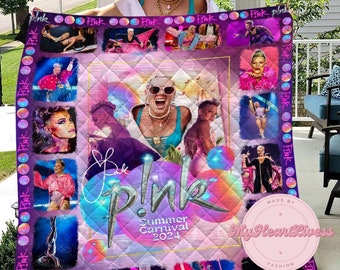 Pink Summer Carnival Quilt, Pink Singer Tour, P!Nk Summer Carnival 2024, Modern Quilt, Music Tour 2024 Quilt, Music Quilt Pattern
