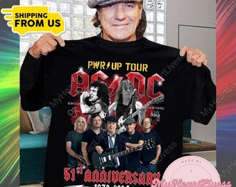 Acdc 51st Anniversary 1973-2024 Thank You For The Memories Signatures Shirt, 2024 Ac Dc Pwr Up World Tour Sweatshirt