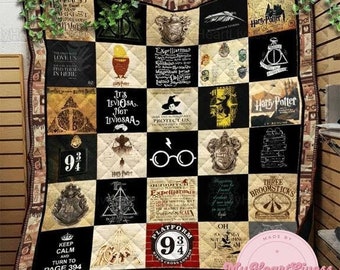 Harry Quilt, Wizarding World Quilt, Bookish Quilt, Wizard School Quilt, Hogwart Quilt, Movie Decor Home, Modern Quilt