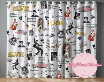 Elvis Presley Window Curtains, Elvis Door Curtain, Living Room Curtain, King Of Rock N Roll, Elvis Decor Home, Elvis Gift