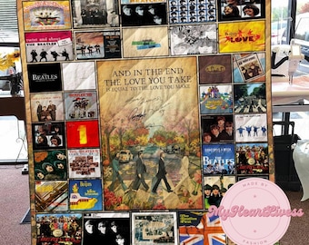 The Beatles Quilt, The Beatles Modern Quilt, Beatles Printed Quilt, Rock And Roll Decor, Quilt Pattern, King Size Quilt, Beatles Gift