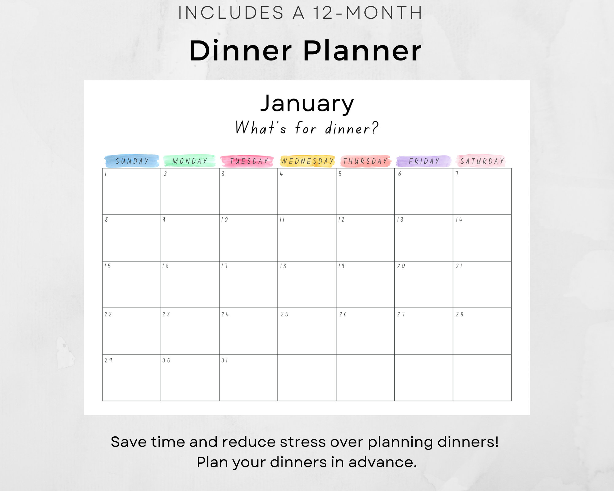 Printable Monthly Meal Planner 2023 Dinner Plan Calendar - Etsy