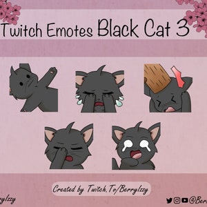 Conjunto de Emotes de Gato Preto - Parte 3 / Conjunto de Emotes de Gato Preto - Parte 3 | Emotes do Twitch / Emotes do Discord | Adesivos do Discord