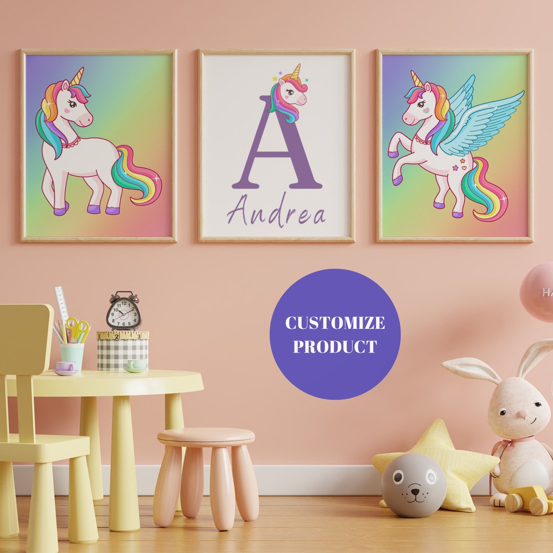 Custom Printable Unicorn Wall Art Set of 3 Unicorn Wall Art - Etsy