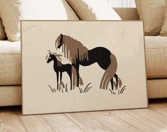 Vintage Horse Sketch Print: Equestrian Western Art (Digital Download)