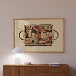 Vintage reiskofferprint, reisposter, retro bagageadvertentie, kofferkunst, afdrukbare muurkunst, digitale download, Vaderdag
