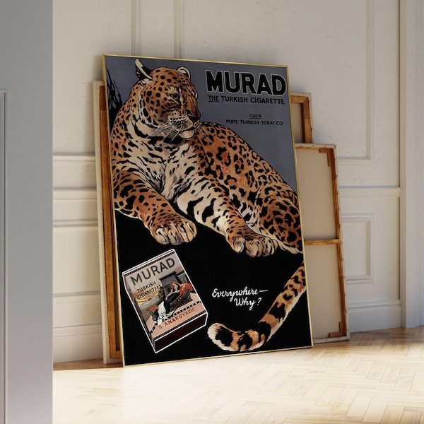 Murad The Turkish Cigarette Print, Vintage Cigarette Advertisement Poster, Unique Tobacco Advertising, Printable Retro Home Decor