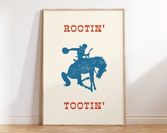 Cowboy Quote Print, Horse Riding Poster, Rootin Tootin, Vintage Western Wall Art, Printable Western Decor, Cowboy Wall Art