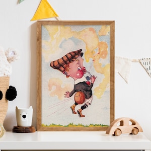Voetbal kinderkamer print, sport kinderkamer kunst aan de muur, vintage kinderkamer kunst, voetbal kinderkamer poster, voetbal minnaar cadeau, jongenskamer decor, digitaal